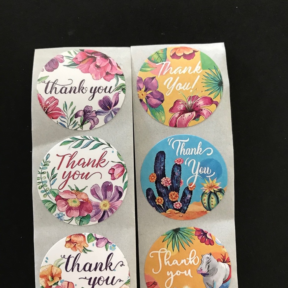 200 thank you stickers 1” round 8 designs - Picture 5 of 7